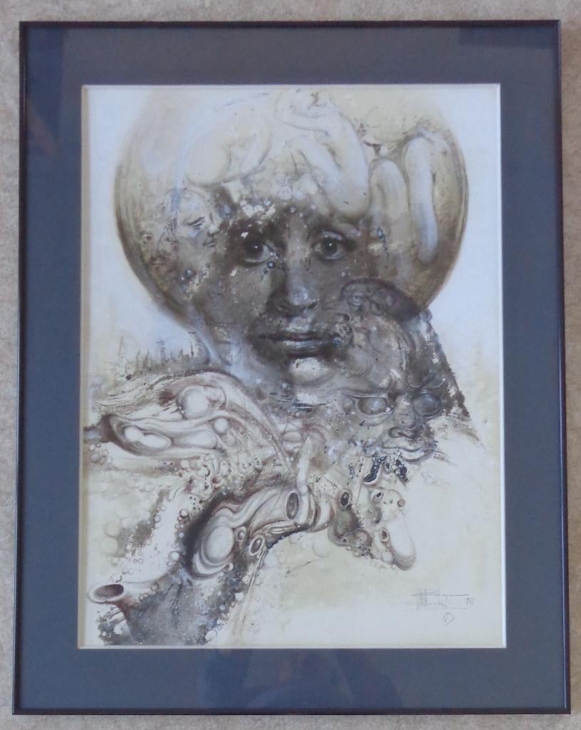 ROGER VAN BELLEGHEM / GEDACHTEN / WERK / 90x70cm / KADER, Enlèvement