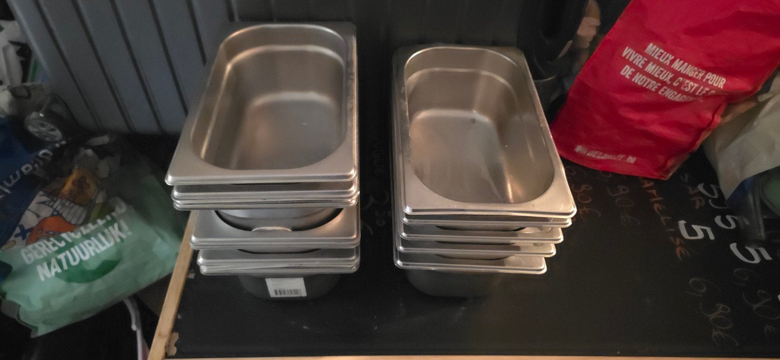 Lot de 97 bacs gastronormes inox + 18 couvercles – matériel, Enlèvement, Inox