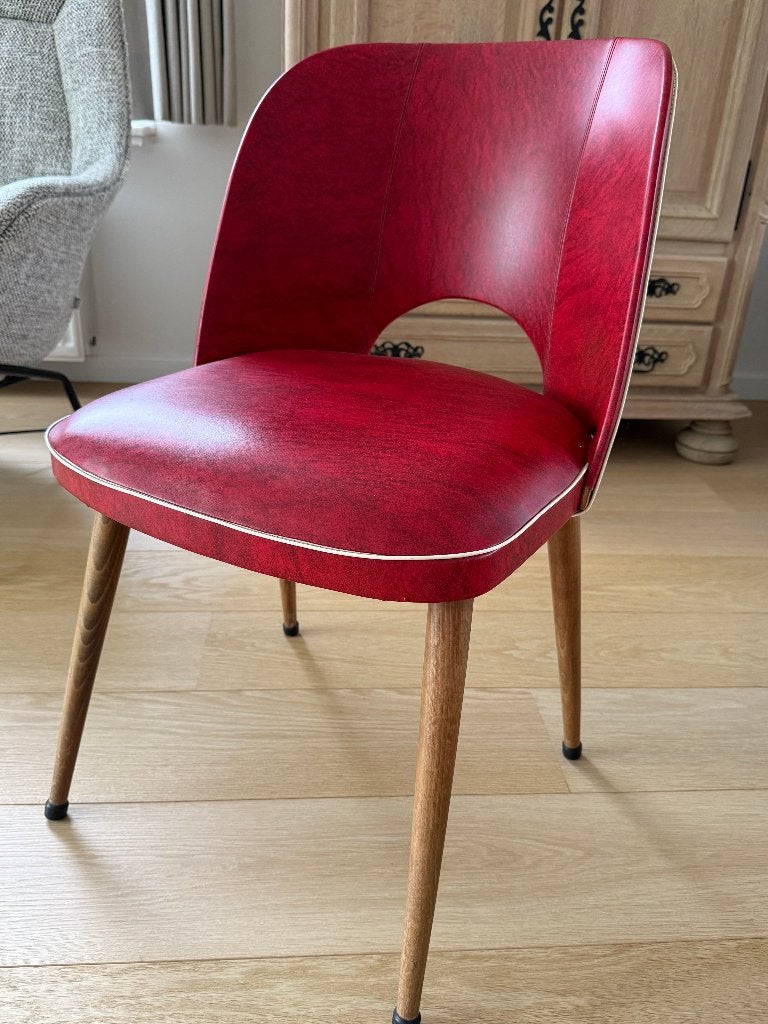 Vintage stoel Rood, Ophalen, Kunststof, Gebruikt, Vintage