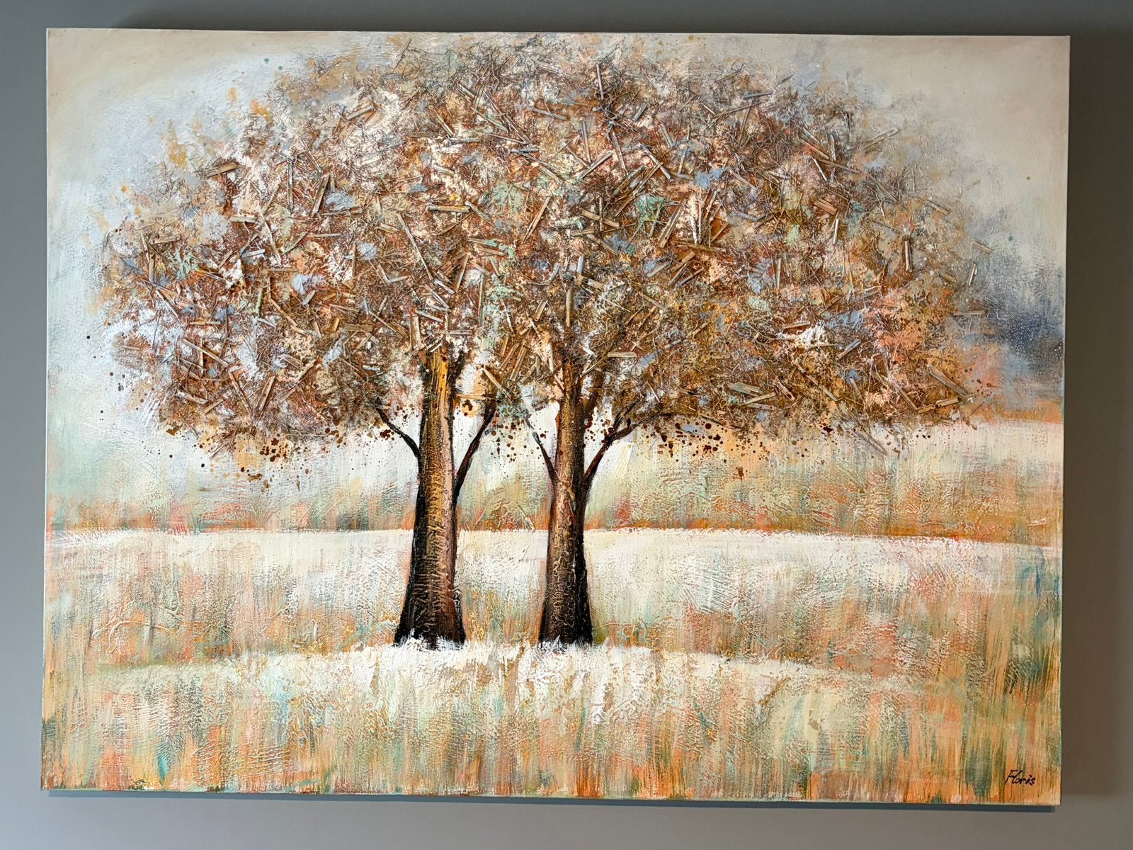 Illustration 3D : deux arbres d'automne le soir, Enlèvement
