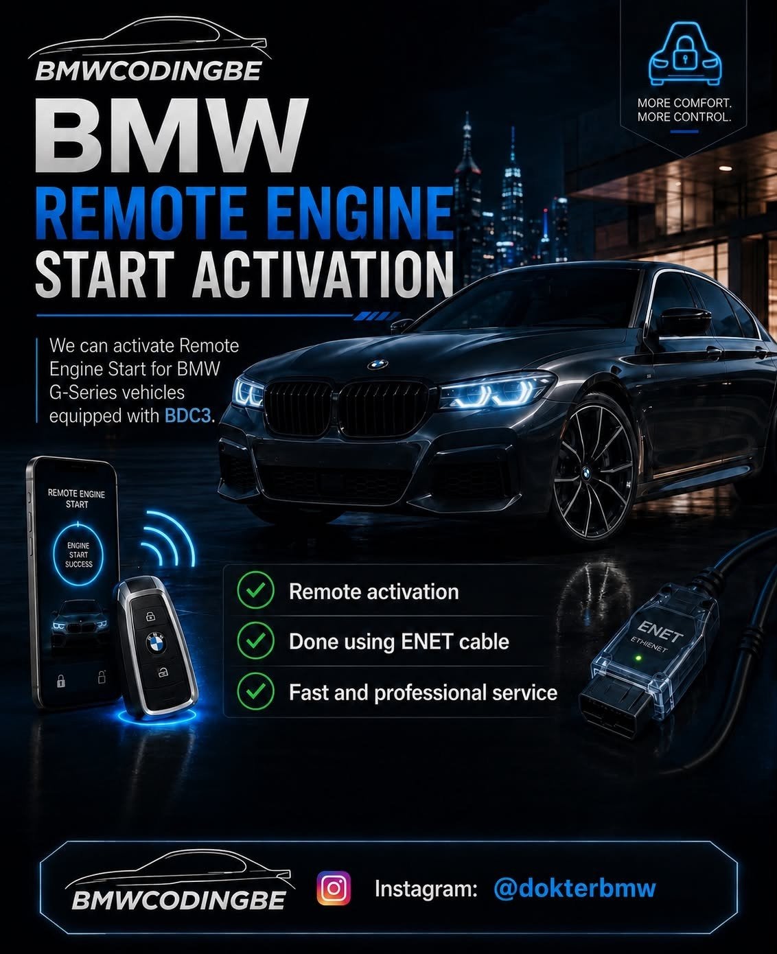 Activation du démarrage à distance OEM BMW | 2019—2025 | Clé, Enlèvement