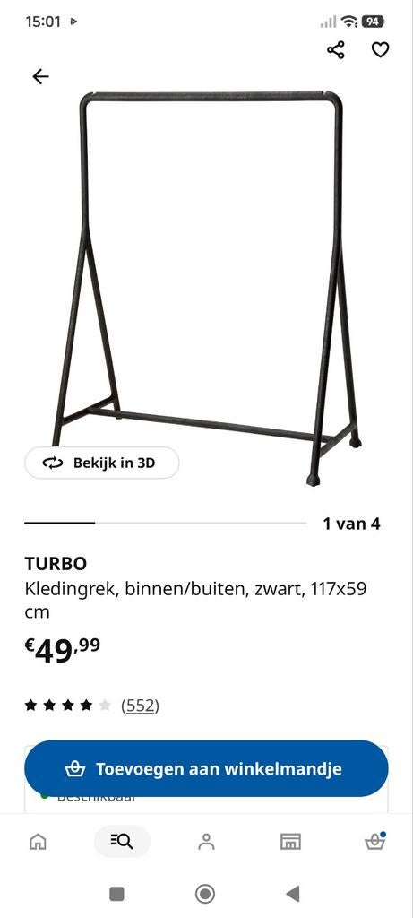 Nog 1 zwart kledingrek van IKEA te koop, Enlèvement