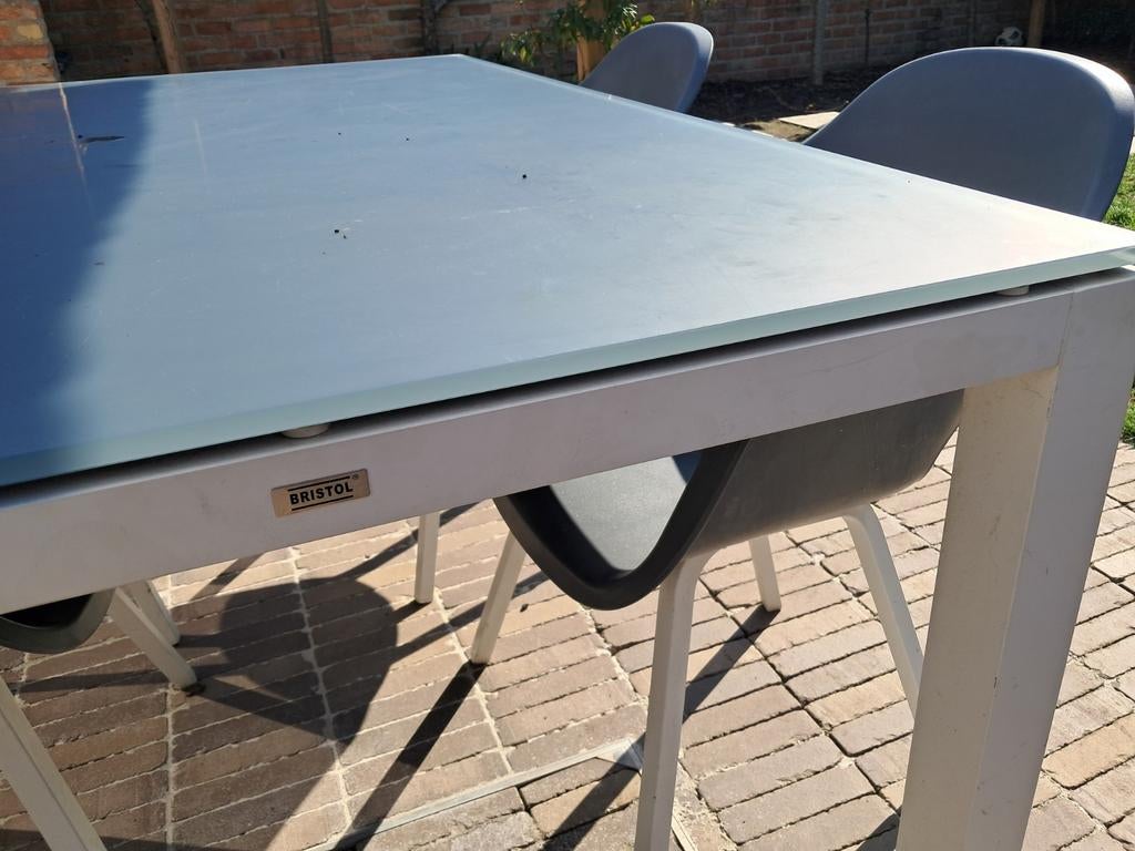 Tuinset Bristol wit grijs tafel en stoelen, Enlèvement