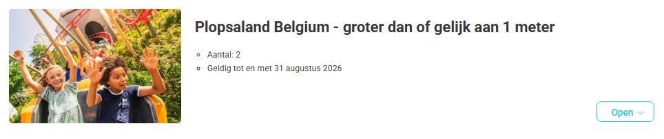 2 Tickets Plopsaland Belgium, Tickets en Kaartjes, Twee personen, Ticket of Toegangskaart