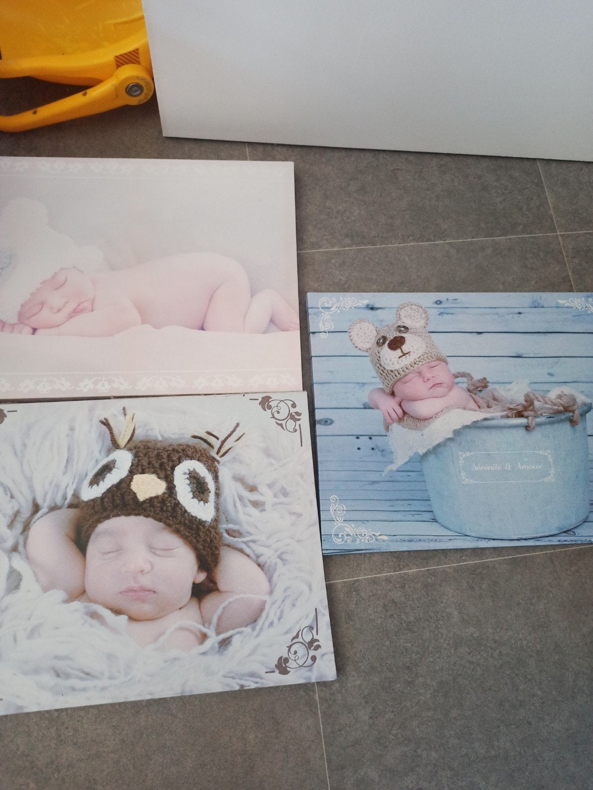 3 kadertjes baby, Ophalen