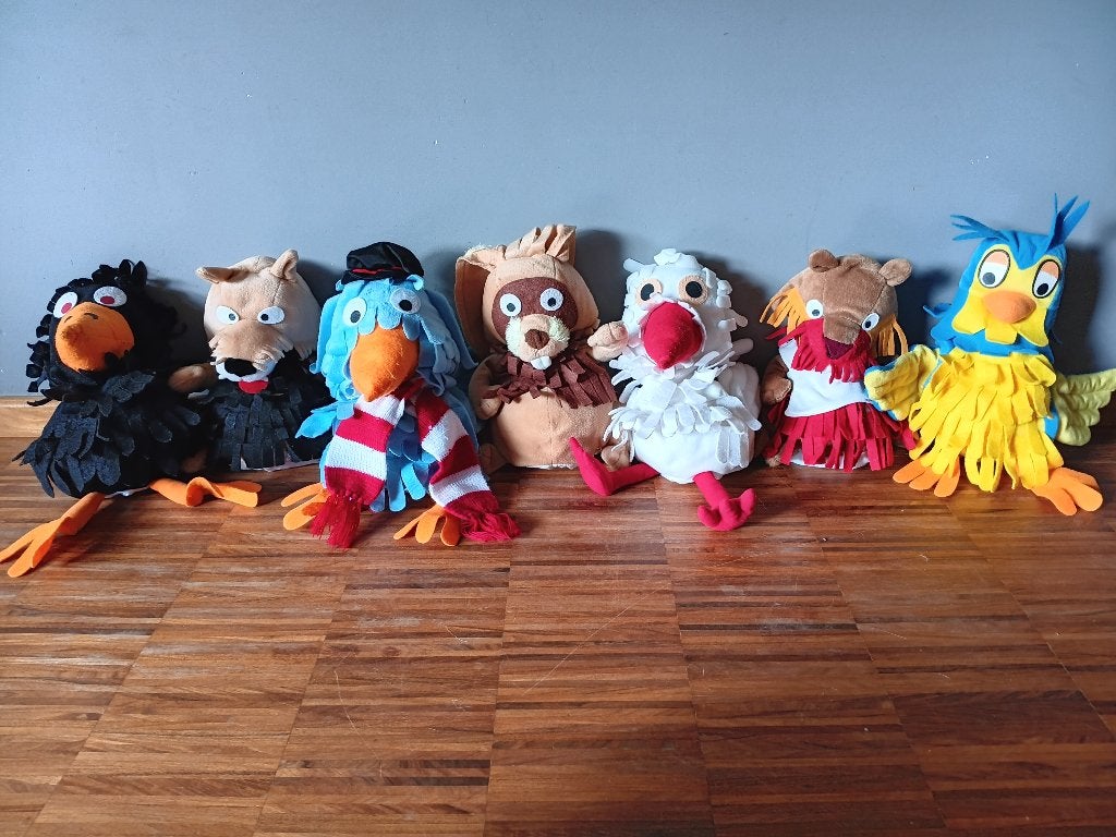 Set van 7 handpoppen Fabeltjeskrant, Enlèvement ou Envoi, Comme neuf