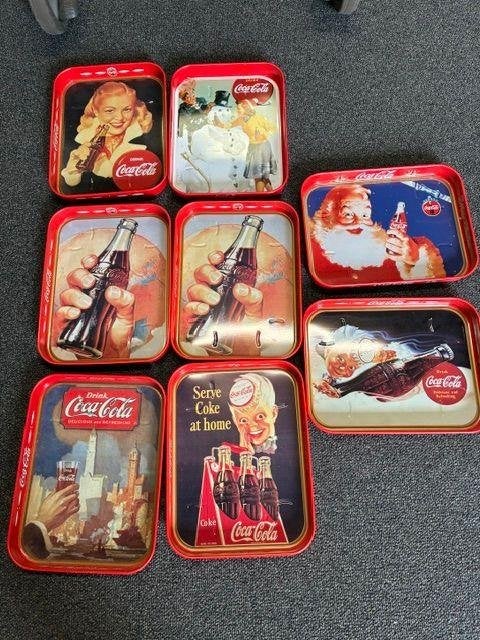 Coca Cola 8 stuks vintage dienbladen, Verzamelen, Ophalen, Zo goed als nieuw