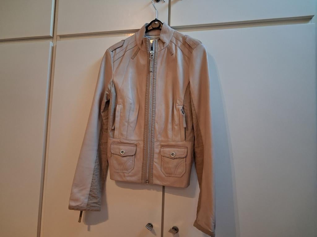 Veste courte Dame  cuir, Mango, Beige, Ophalen of Verzenden, Zo goed als nieuw