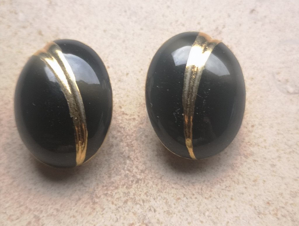 Zwarte oorclips, Ophalen of Verzenden, Zwart, Goud