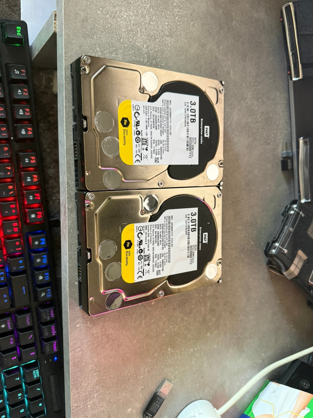 2 Western Digital WD Re Enterprise 3TB, Computers en Software, Harde schijven, Ophalen, Zo goed als nieuw, Desktop, NAS