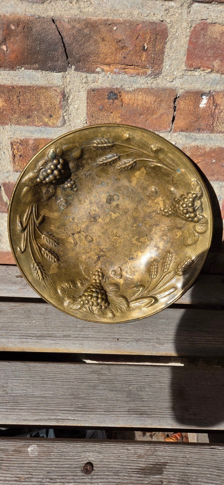 art nouveau/zware messing schaal met natuurlijke patina, Antiek en Kunst, Ophalen of Verzenden