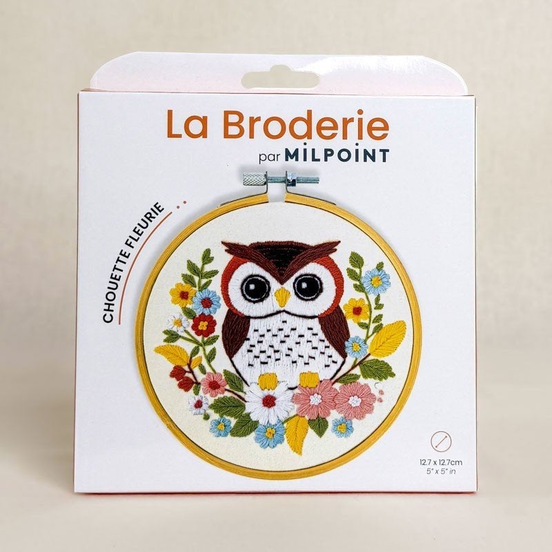 Broderie traditionnelle Chouette fleurie/Vrij borduren uil, Ophalen of Verzenden, Nieuw, Handborduren, Borduurpakket