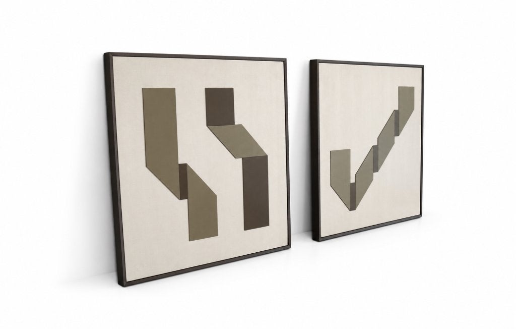 Vintage geometrisch kunstwerk -  Abstract werk - Wand kaders, Enlèvement, Métal