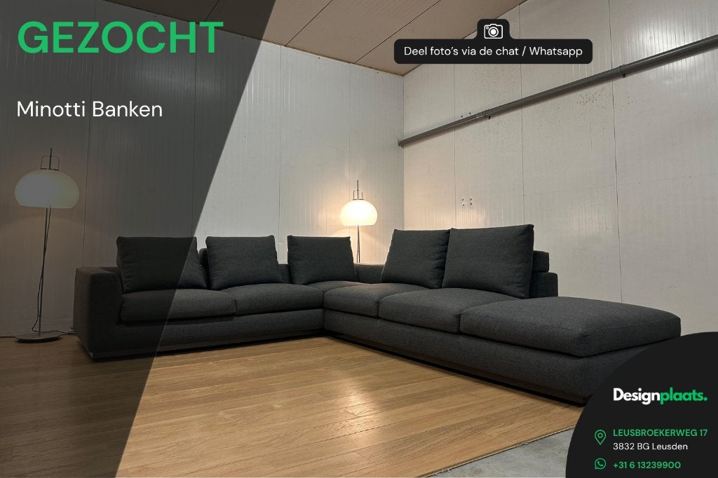 GEZOCHT: Minotti Bank / Hoekbank — Directe Inkoop, Ophalen of Verzenden, Hoekbank, Design Bankstellen Minotti