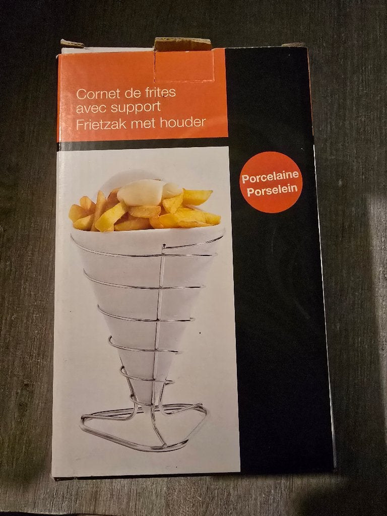 Frietzak met houder, Ophalen of Verzenden, Nieuw, Porselein, Overige typen