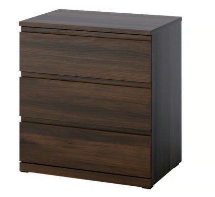 Commode 3 tiroirs MALM Brun foncé (Ikéa), Maison & Meubles, 3 ou 4 tiroirs, 25 à 50 cm, Moderne et élégant, Moins de 100 cm