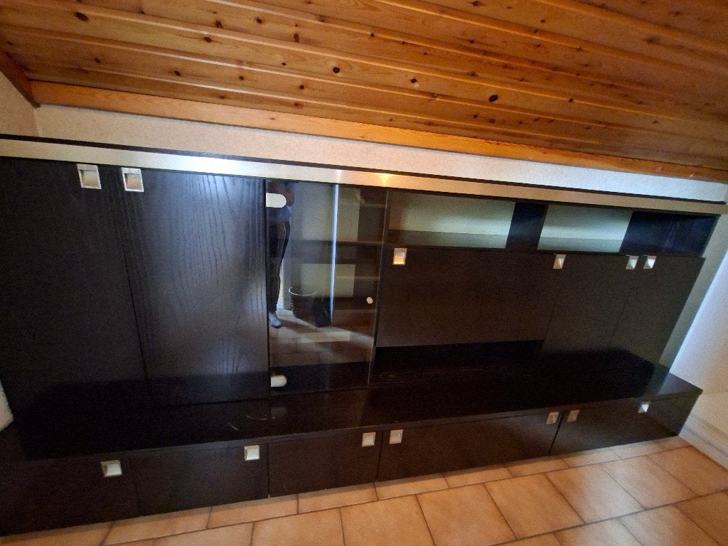 Zwart houten wandmeubel (280 cm) – Ideale bergingkast, Ophalen