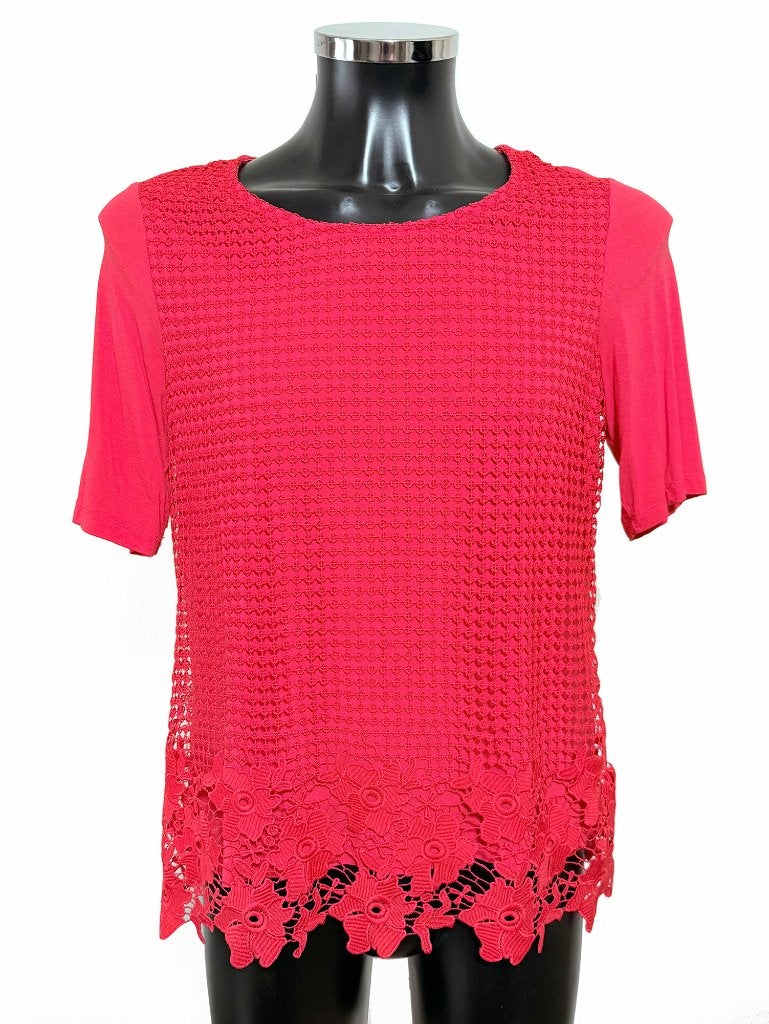 Taifun fuchsia rood topje / voorzijde in kant en bloemenzoom, Kleding | Dames, Ophalen of Verzenden, Gedragen, Rood, Taifun