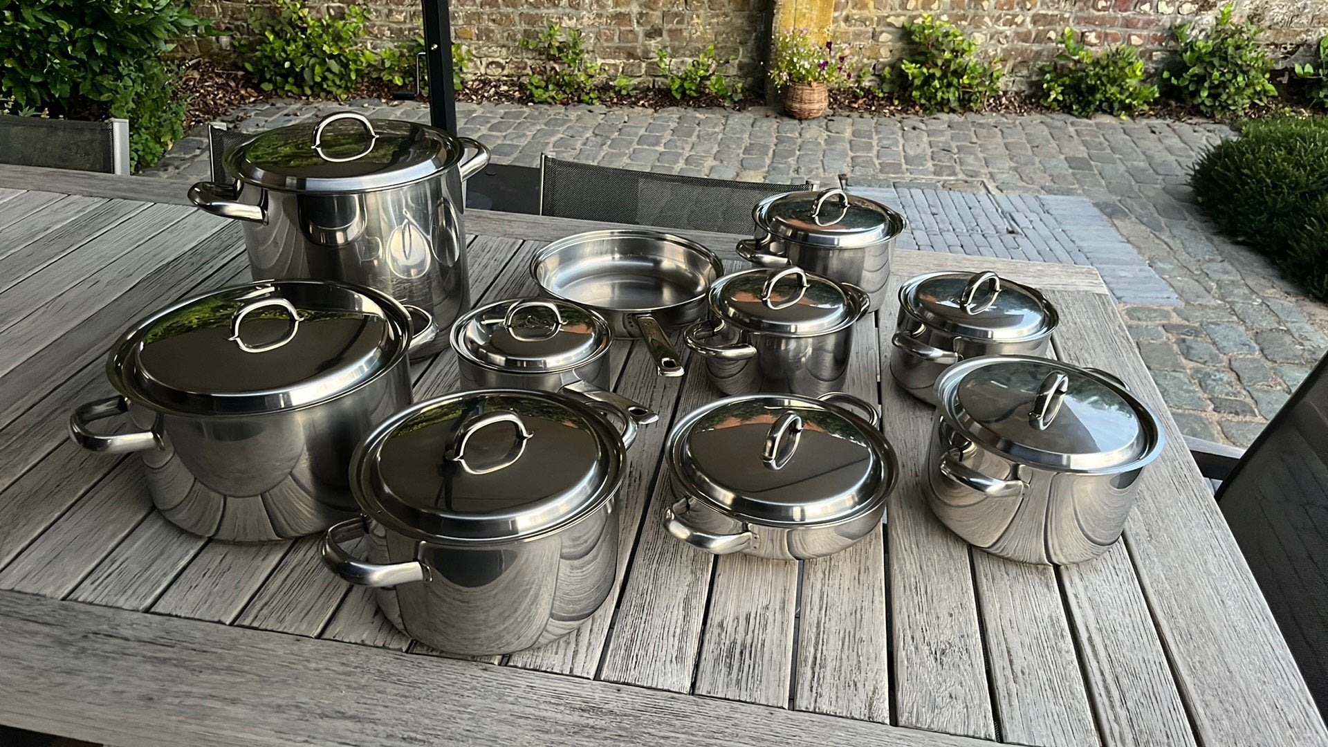 Set van 18/10 kookpotten - niet inductie, Ophalen, Inox, Gebruikt, Pannenset