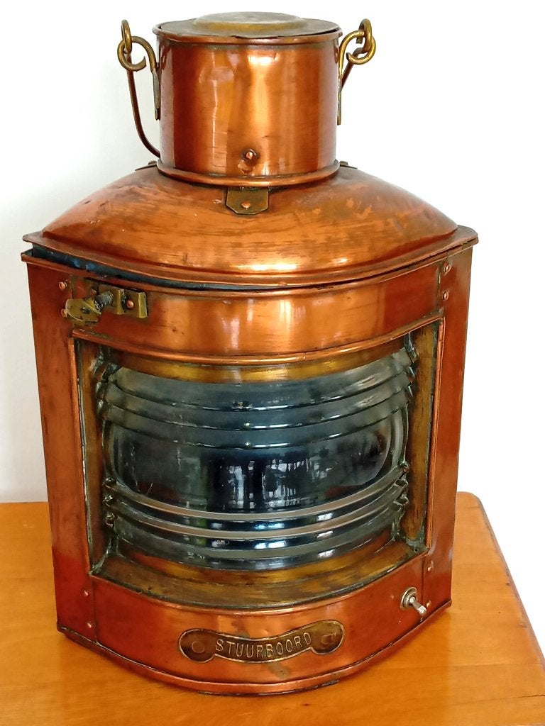 Grande lampe de bateau tribord ancienne, Collections, Marine, Enlèvement ou Envoi, Comme neuf, Bateau à moteur ou Voilier, Ustensile