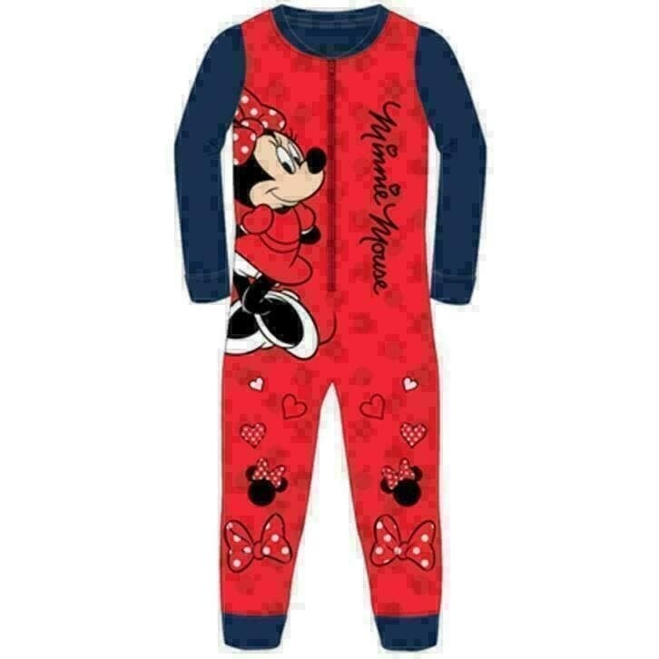 Minnie Mouse fleece Onesie - Rood - 92/98 - 116/128 - Disney, Kinderen en Baby's, Disney, Nacht- of Onderkleding, Meisje, Nieuw