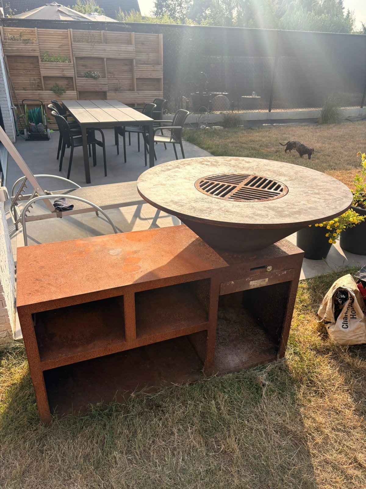 Bbq ofyr cortenstaal, Ophalen, Gebruikt