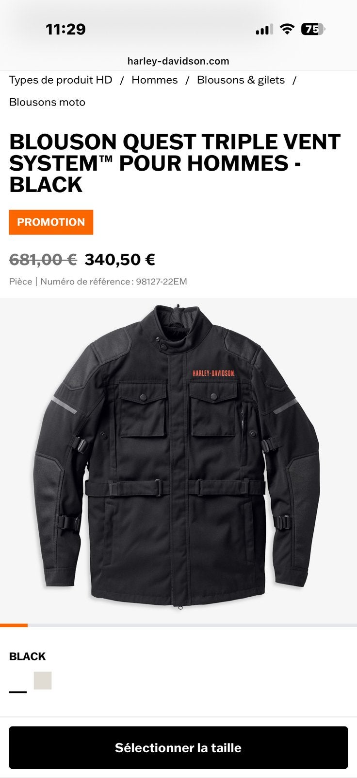 BLOUSON  Harley original ,QUEST TRIPLE VENT , black , neuf, Enlèvement ou Envoi, Neuf