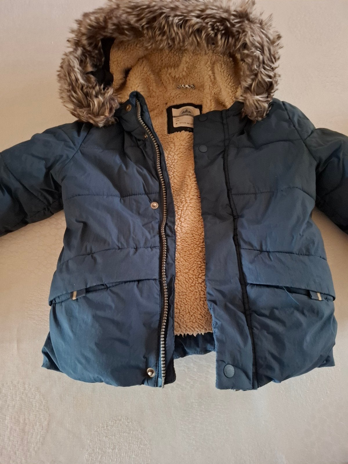 dikke winterjas maat 98 donkerblauw, Ophalen of Verzenden