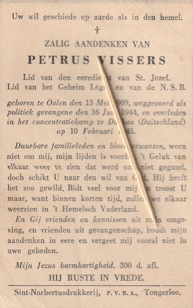 Victime de guerre 1940-1945, Enlèvement ou Envoi