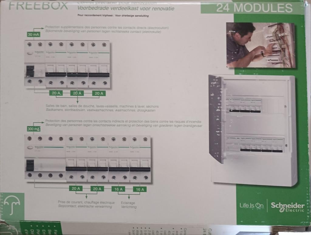 Tableau électrique Schneider Electric FREEBOX – 24 modules –, Bricolage & Construction, Électricité & Câbles, Enlèvement, Neuf