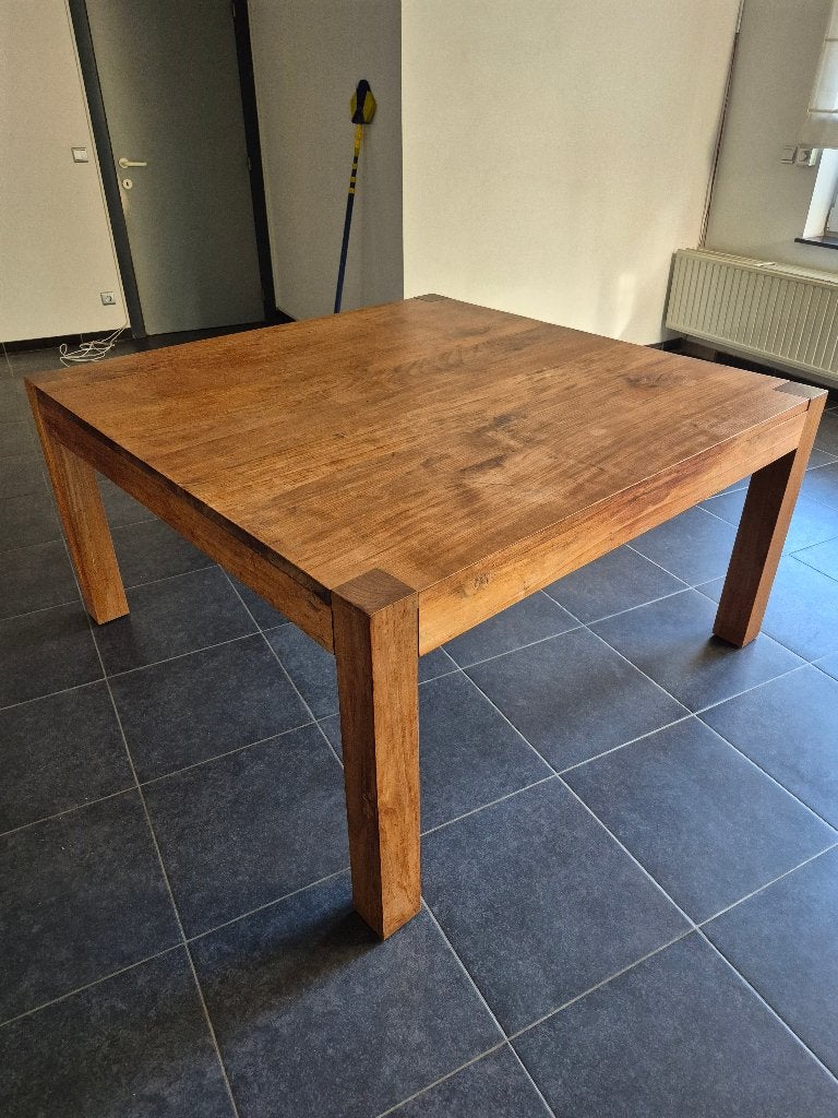 Tafel uit teak 150x150, Huis en Inrichting, Ophalen, Gebruikt, Vijf personen of meer, 100 tot 150 cm