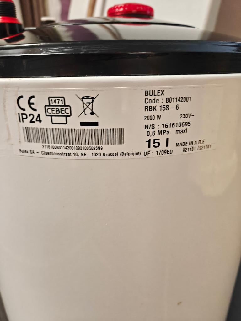 15l Boiler, Doe-het-zelf en Bouw, Chauffageketels en Boilers, Ophalen, Boiler, Minder dan 20 liter, Terugslagbeveiliging (TTB)
