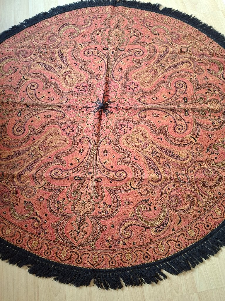 Vintage tafelkleed - rond 170 cm, Huis en Inrichting, Tafelkleed, Ophalen of Verzenden, Rond, Zwart