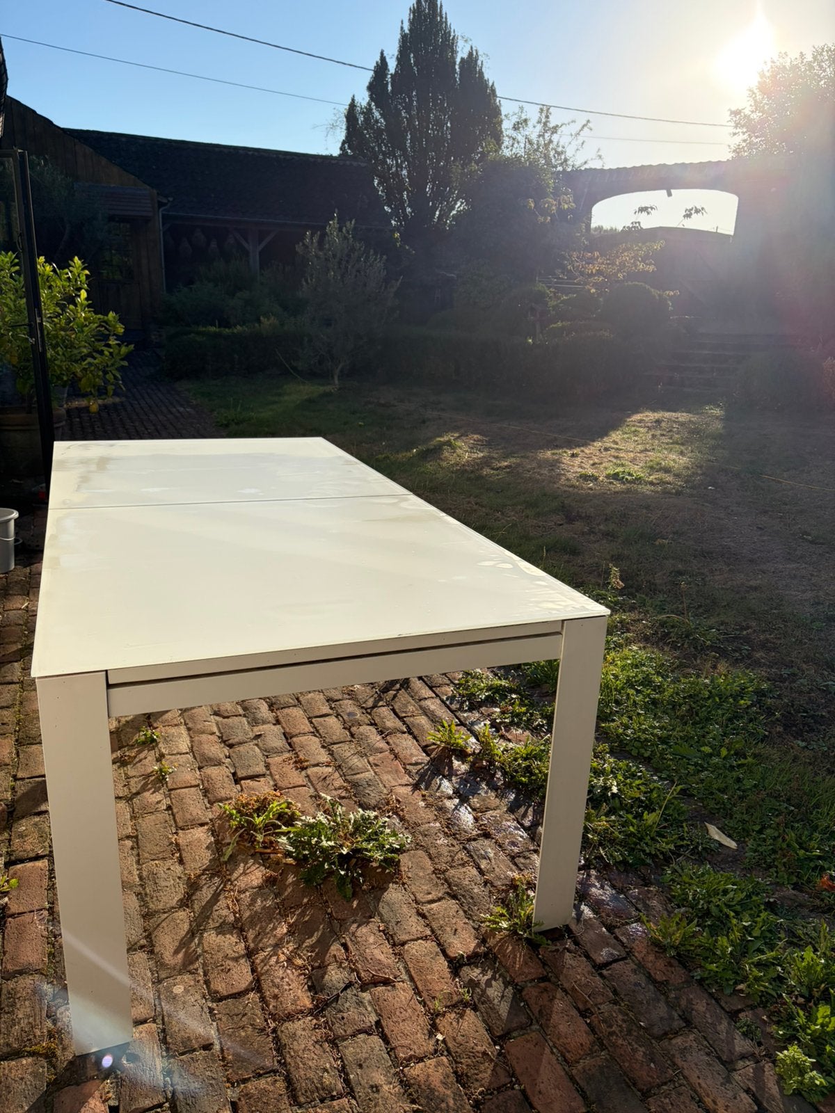 Table de jardin blanche de haute qualité, Jardin & Terrasse, Enlèvement, Comme neuf, Rectangulaire, Inox