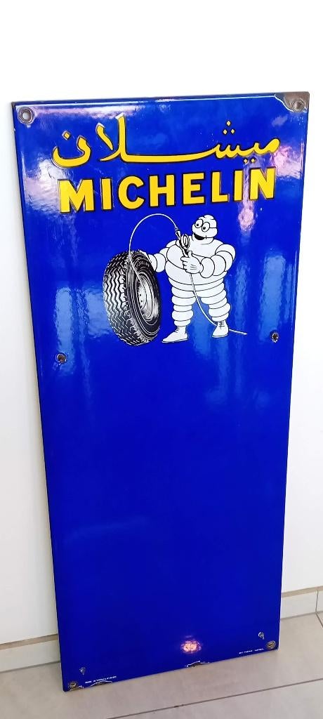 emaille reclamebord Michelin Arabisch, Verzamelen, Ophalen of Verzenden, Zo goed als nieuw, Reclamebord