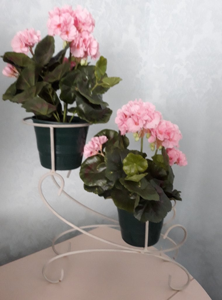 Vint. smeedijzeren dubbele plantenhouder wit L:36 2 potten, Ophalen, Minder dan 60 cm, Zo goed als nieuw, Metaal