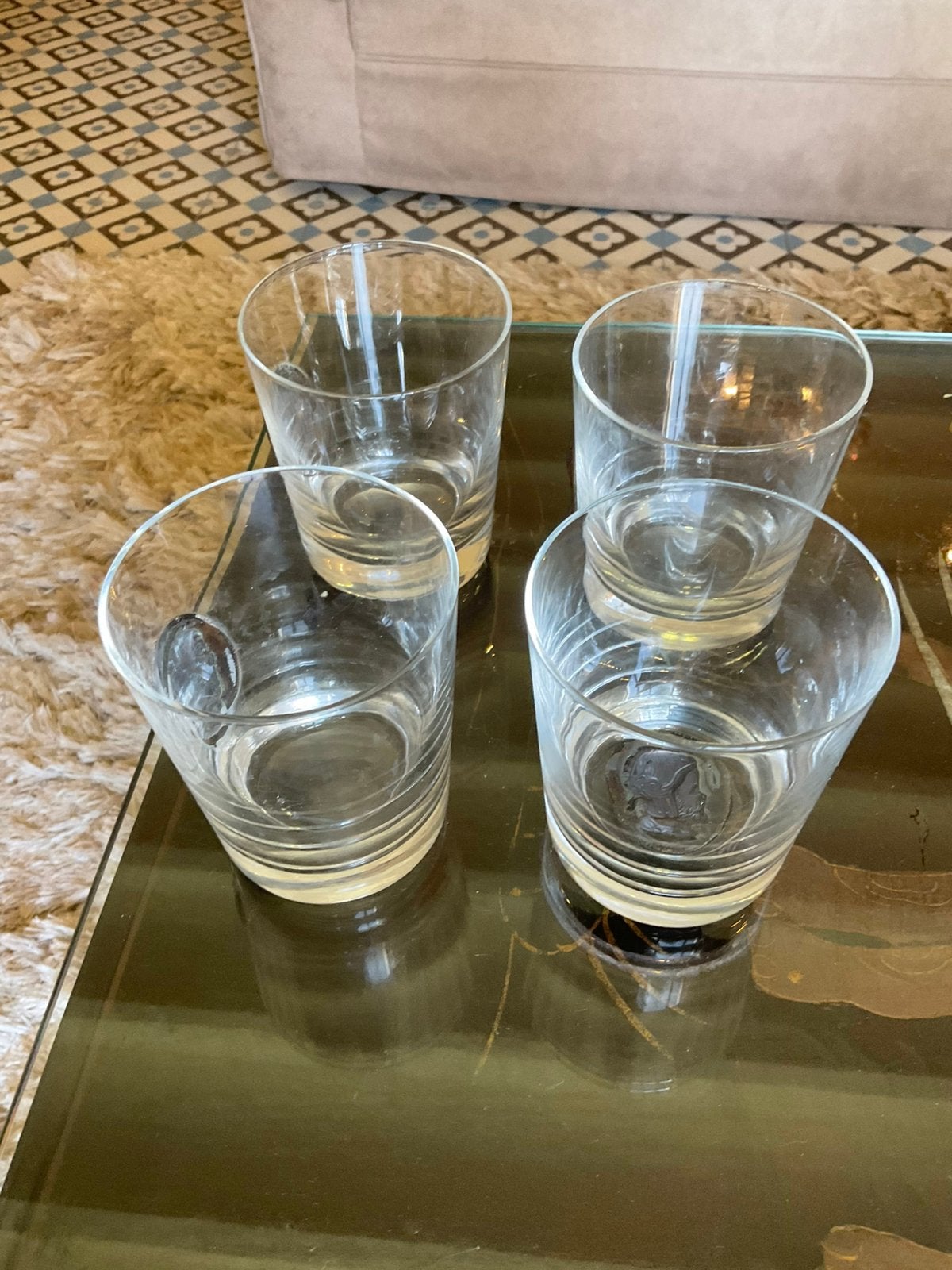 4 verres en cristal, Enlèvement, Comme neuf, Verre à eau