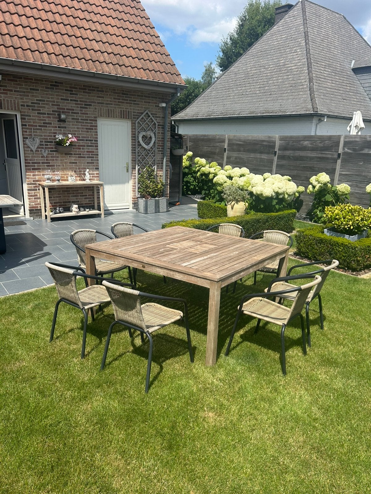Mooi tuinset met 8 stoelen ‘GERESERVEERD’, Ophalen, Gebruikt, 8 zitplaatsen, Tuinset