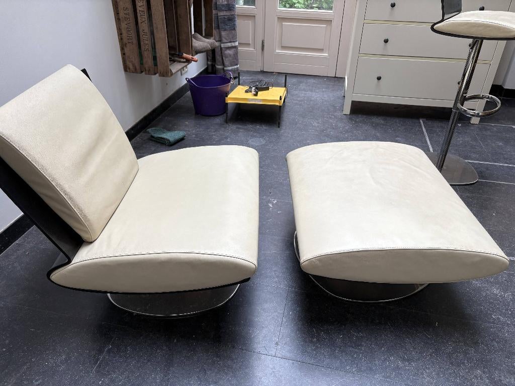 Roche Bobois Ublo éénpersoonszetel met pouf, Enlèvement, Utilisé, Une personne, Bois