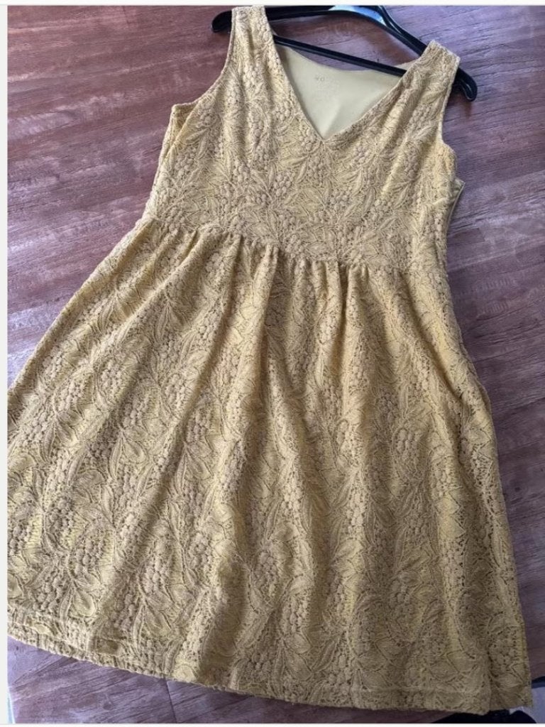 Jurk vintage maat 42, Ophalen of Verzenden, Zo goed als nieuw, Maat 42/44 (L), Geel