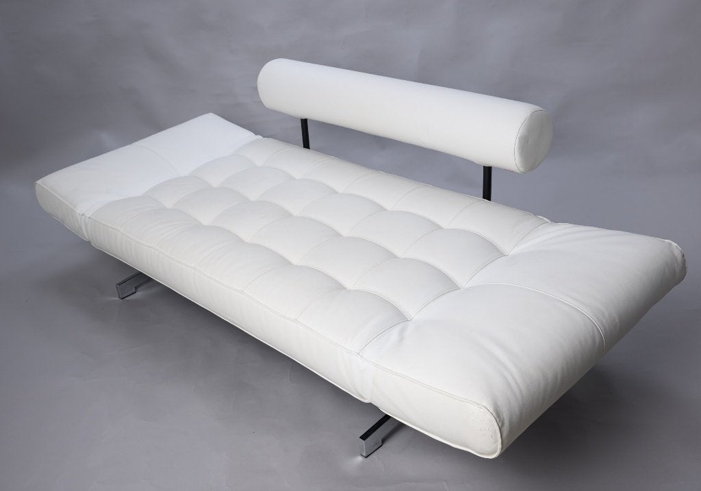 Siège/canapé-lit avec chrome en aspect cuir blanc, 75 à 100 cm, 150 à 200 cm, Synthétique, Enlèvement