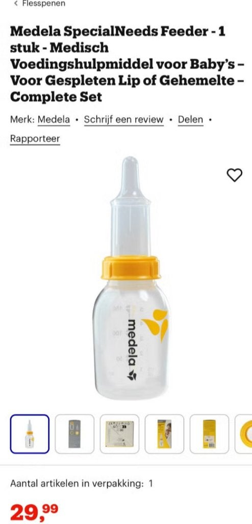 Medela Special Needs baby flesje voor baby met gespleten lip, Kinderen en Baby's, Ophalen, Zo goed als nieuw, Babyfles, Medela