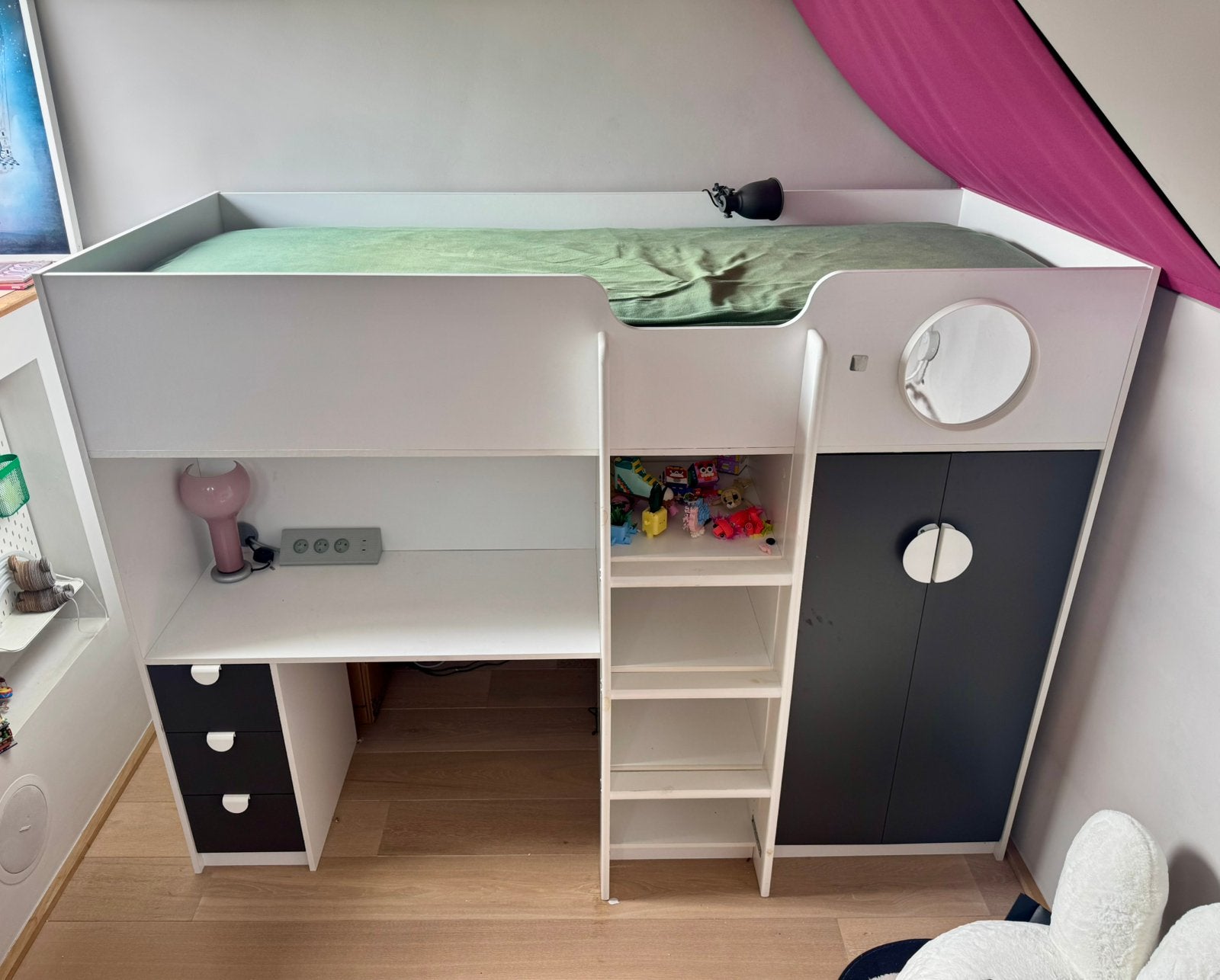 Meuble 3 en 1 Lit Mezzanine + Bureau + Garde Robe + etagères, Enlèvement ou Envoi, Comme neuf, Lit mezzanine