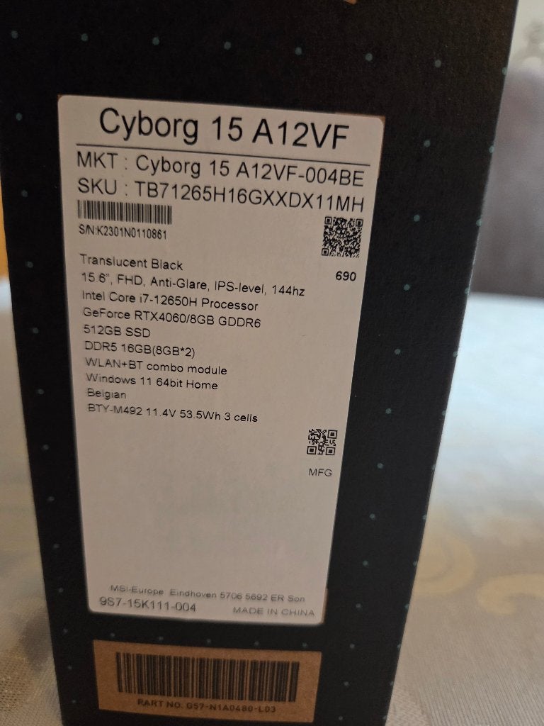 MSI CYBORG 15 | RTX 4060 8GB | i7-12650H | 144Hz | 16GB RAM, Ophalen, Nieuw, Gaming, Azerty