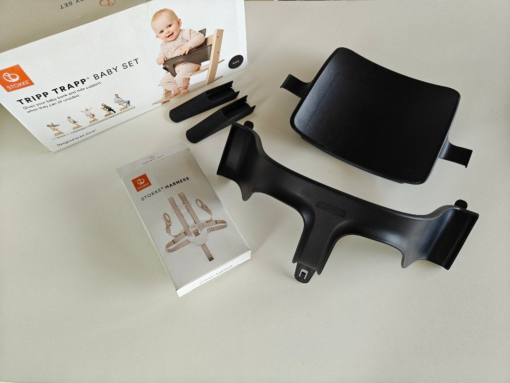 Stokke TripTrap - babyset (met harnas en plateau), Ophalen, Zo goed als nieuw, Meegroeistoel, Gordel(s)