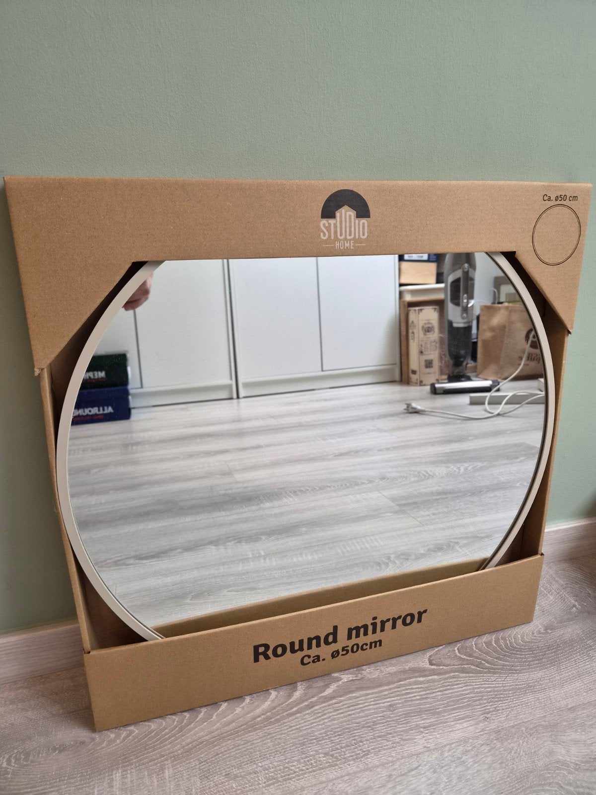 ronde spiegel, Huis en Inrichting, Woonaccessoires | Spiegels, Ophalen, Rond, Nieuw, Minder dan 100 cm