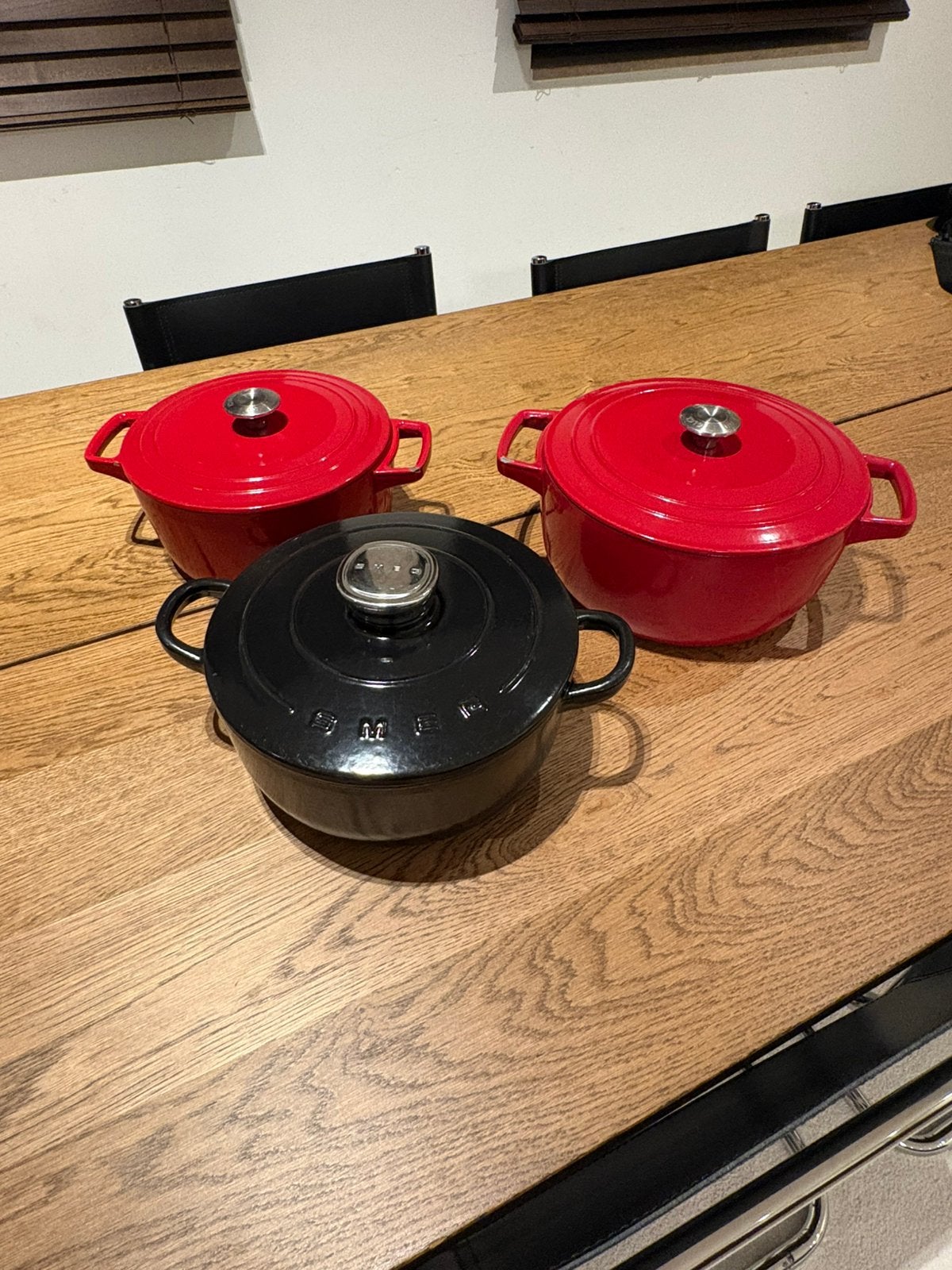 KitchenAid & SMEG – 3 gietijzeren braadpotten samen of apart, Ophalen, Zo goed als nieuw