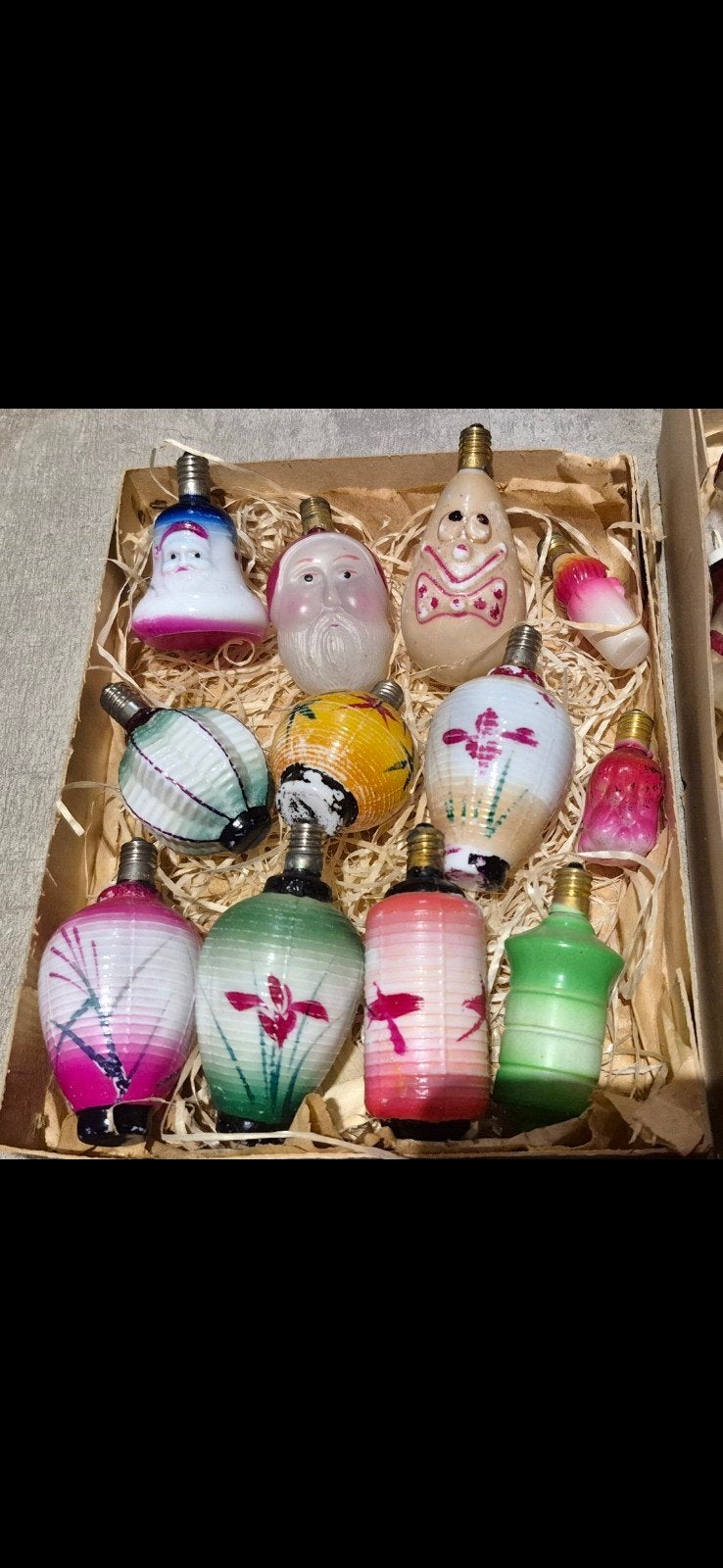 antieke kerstballen met antieke lampen, Ophalen of Verzenden, Gebruikt