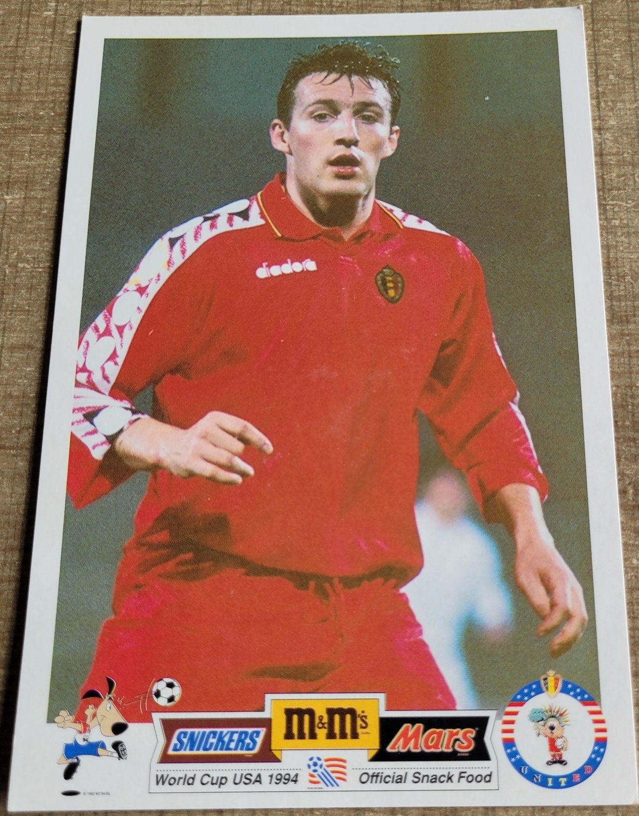 Postkaart World Cup USA 1994: Marc Wilmots, Ophalen of Verzenden, Gebruikt, Poster, Plaatje of Sticker
