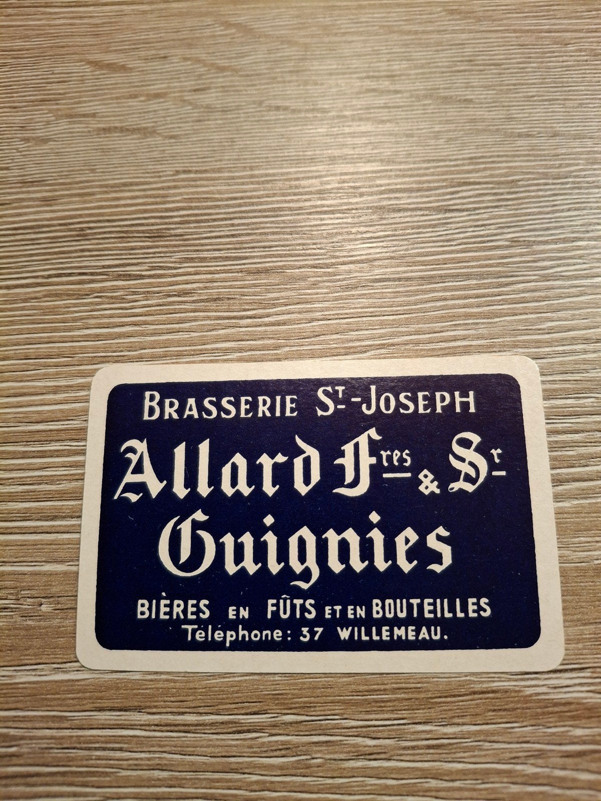 Oude speelkaart allard guignies, Collections, Marques de bière, Enlèvement ou Envoi